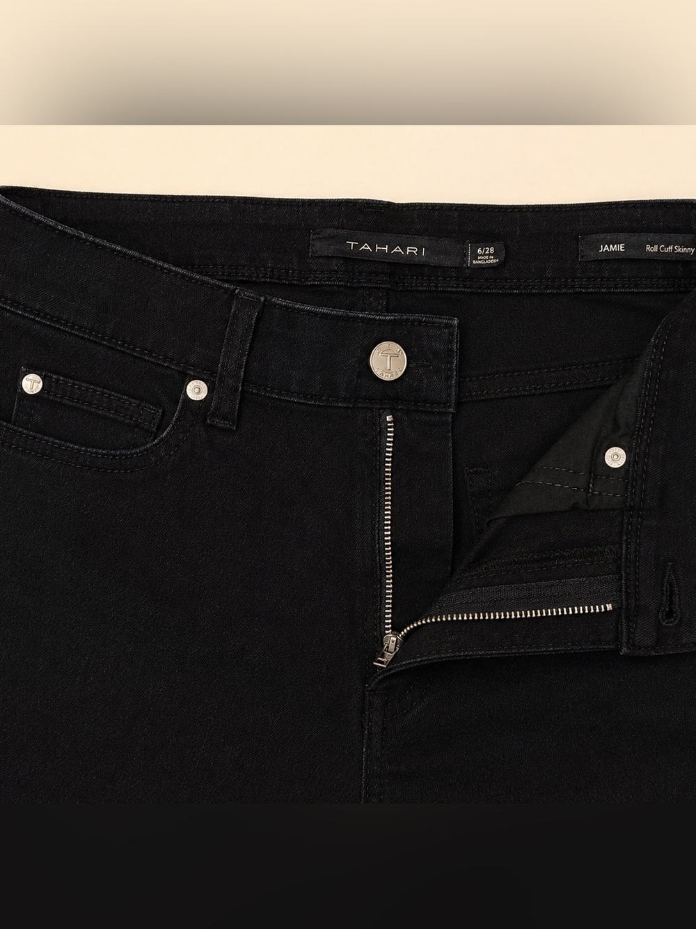 Tahari Jamie Black Skinny Jeans Size 6/28 Stretch - Picture 5 of 7